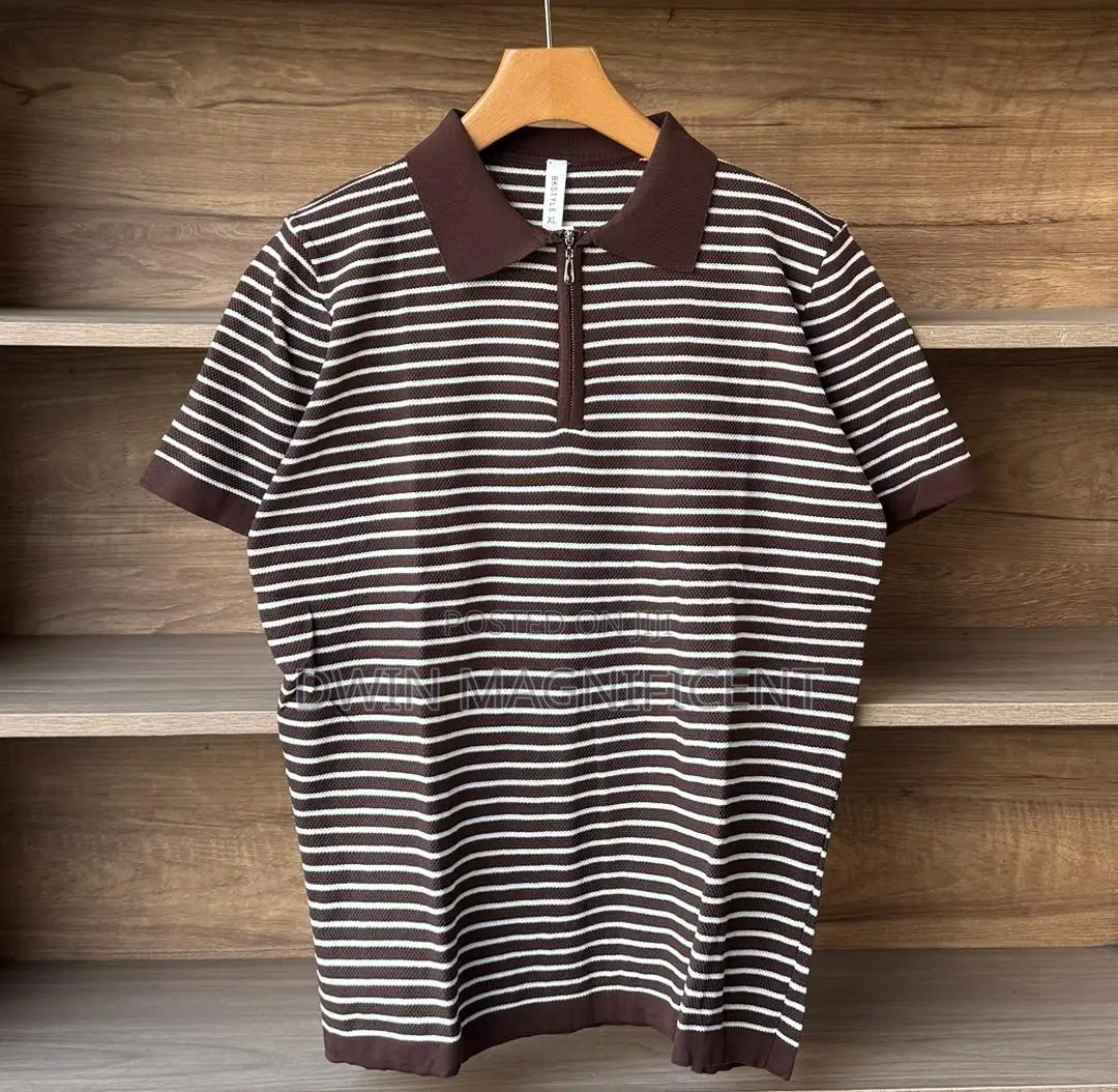 Classic Striped Polo Shirt for Men | Premium Knit Design |