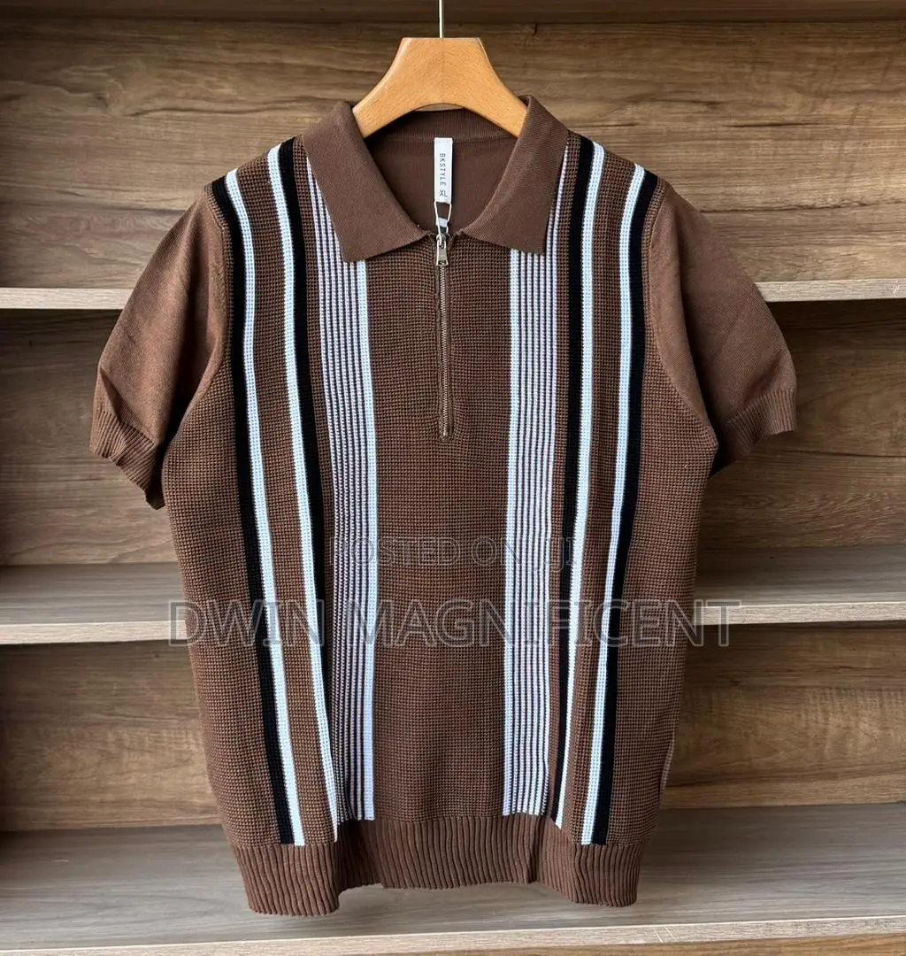 Classic Striped Polo Shirt for Men | Premium Knit Design |
