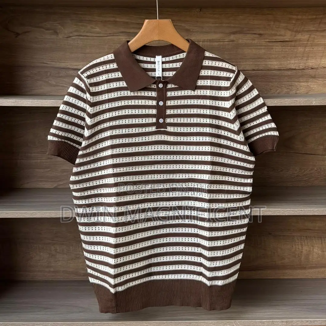 Classic Striped Polo Shirt for Men | Premium Knit Design |