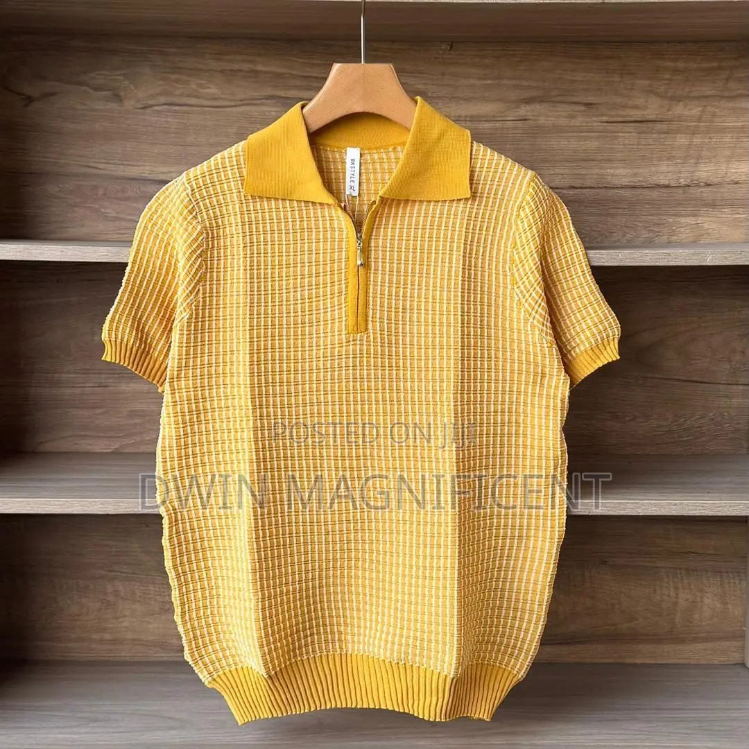 Classic Striped Polo Shirt for Men | Premium Knit Design |