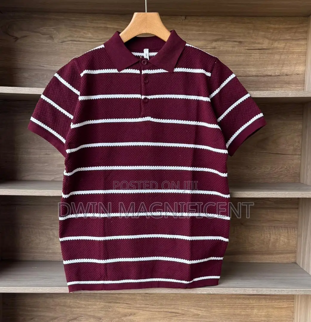 Classic Striped Polo Shirt for Men | Premium Knit Design |