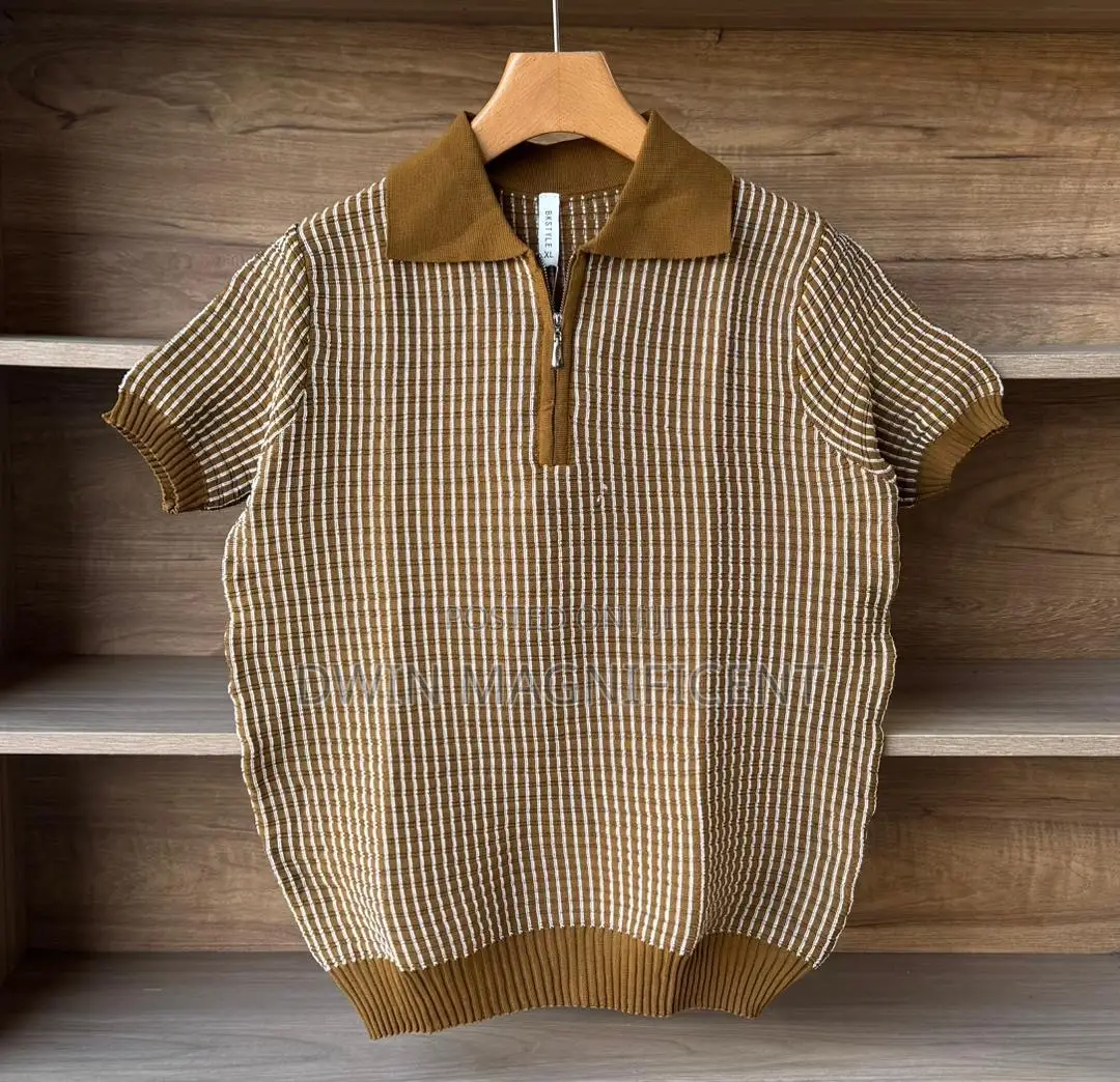 Classic Striped Polo Shirt for Men | Premium Knit Design |