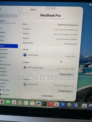 Laptop Apple MacBook Pro 2020 16GB Intel Core i5 SSD 1T