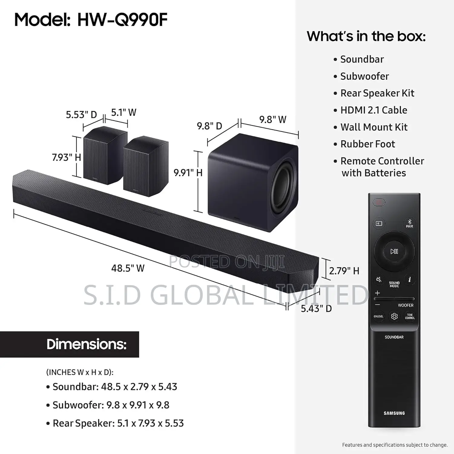 2025 Hw-q990f Samsung 11.1.4ch 756w Sound Bar  Dolby Atmos