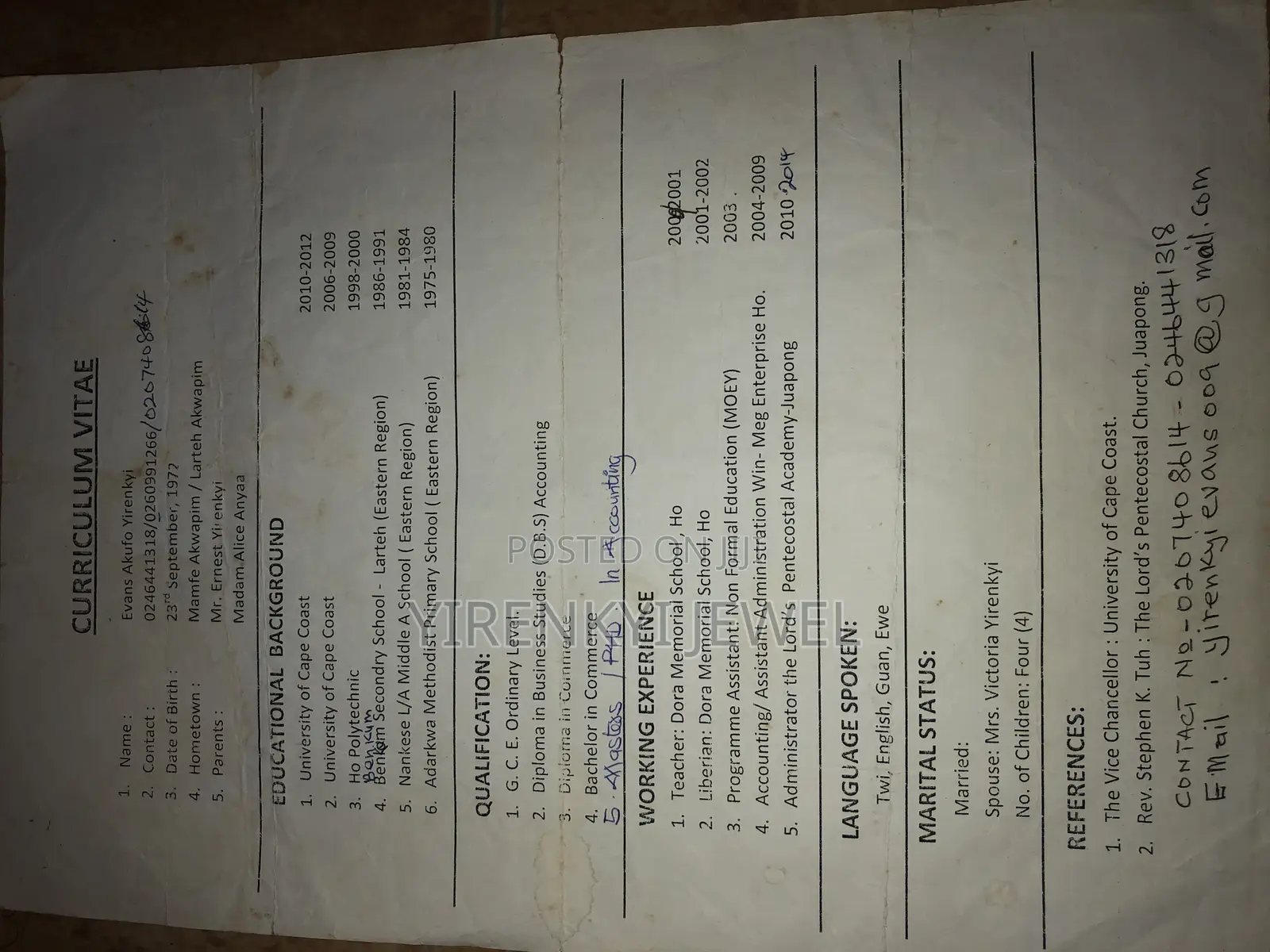 Manufacturing CV