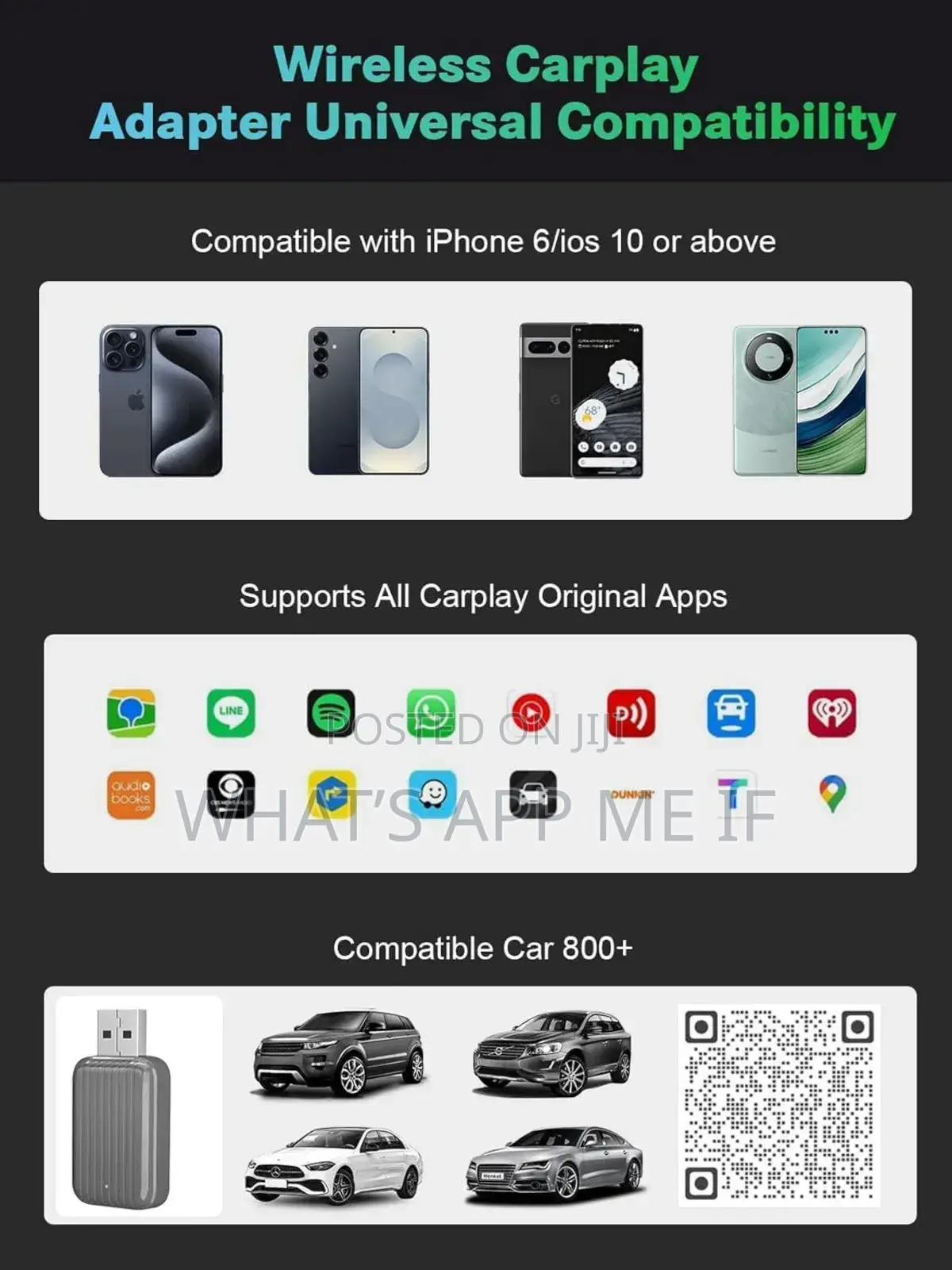 2025 Upgraded Wireless Carplay Adapter Uk, 2-in-1 for Carplay/