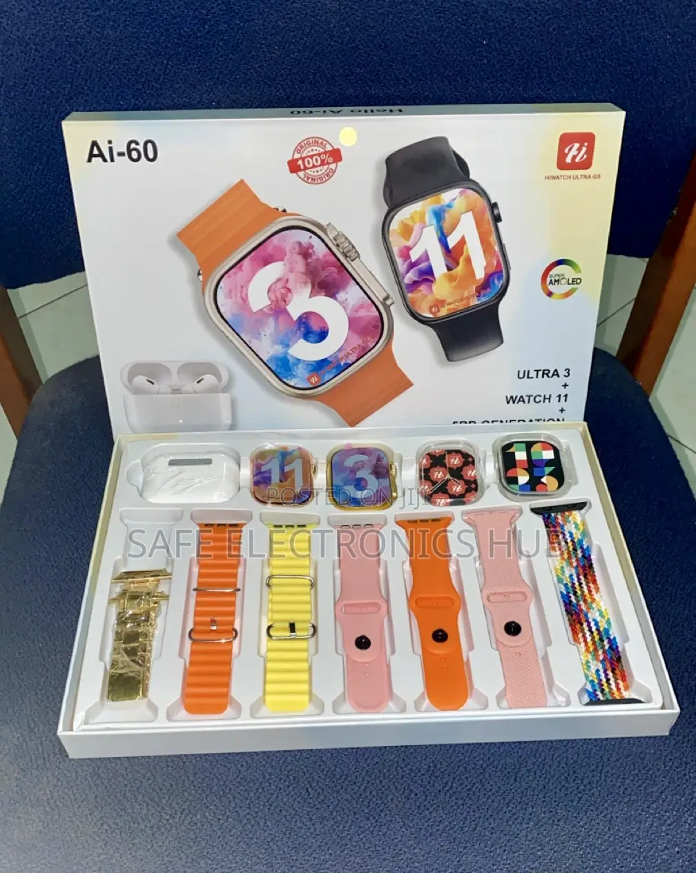 Ai-60 Suit ( 2 Smart Watches + 1 Airpod + 7 Straps)