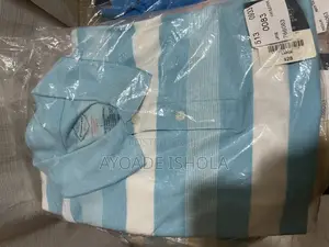 Tst. John's Bay Aqua Blue Striped Polo Shirt.