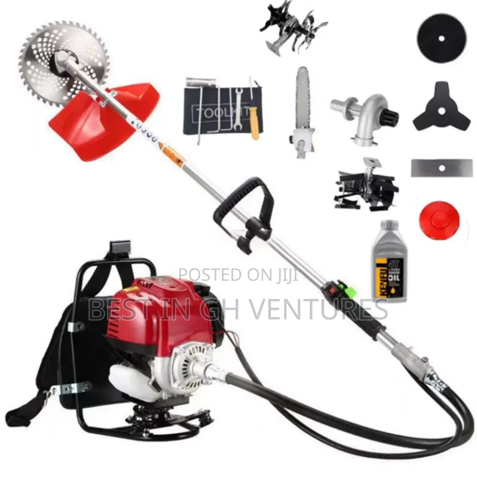 4 Stroke Weeder, Chainsaw, Water Pump, Oil, Tillers, 2t Blades, Tools