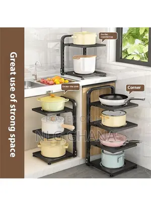 3-Tier Kitchen Storage Rack Carbon Steel Adjustable.