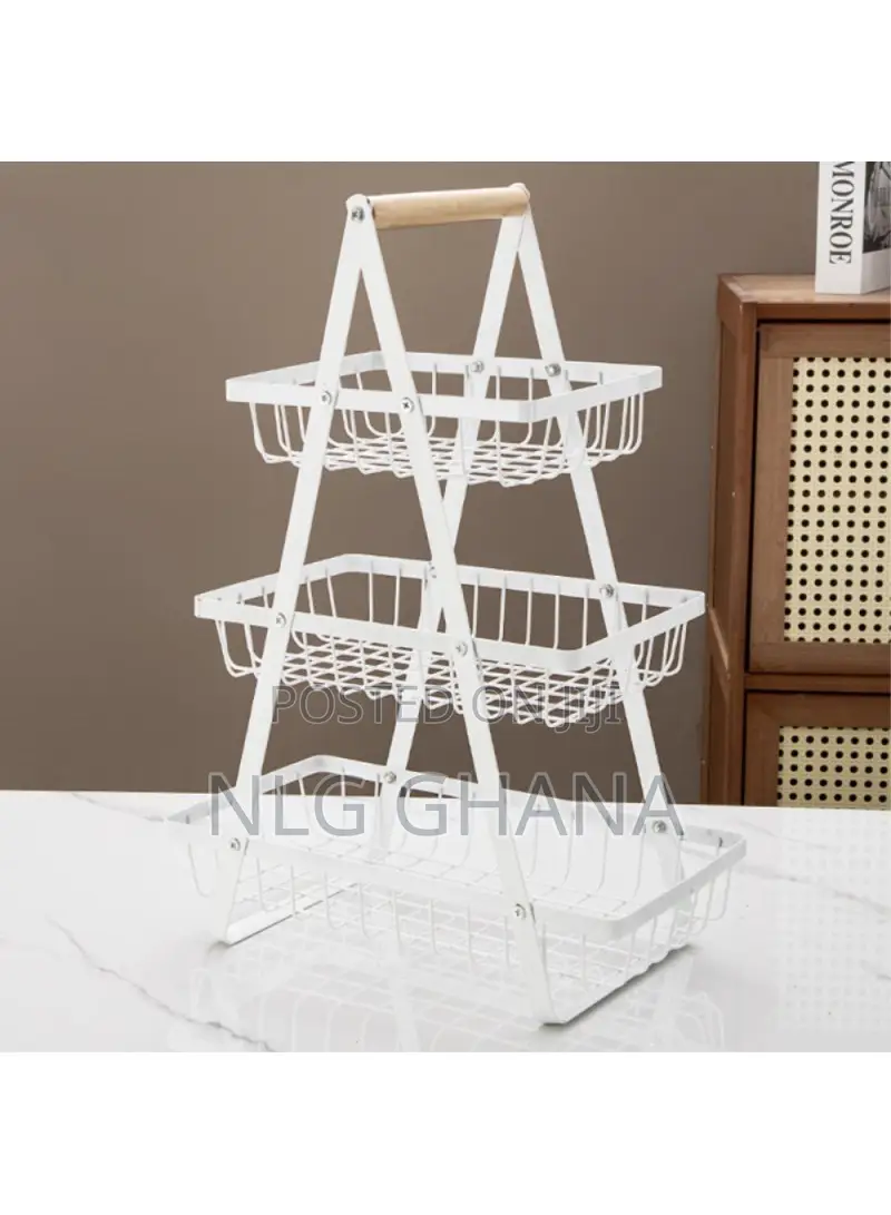 3-Tier Fruit Basket Kitchen Storage Rack Iron Hollow. Tvx26811