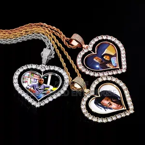 Heart Bling Double Side Rotating Necklace