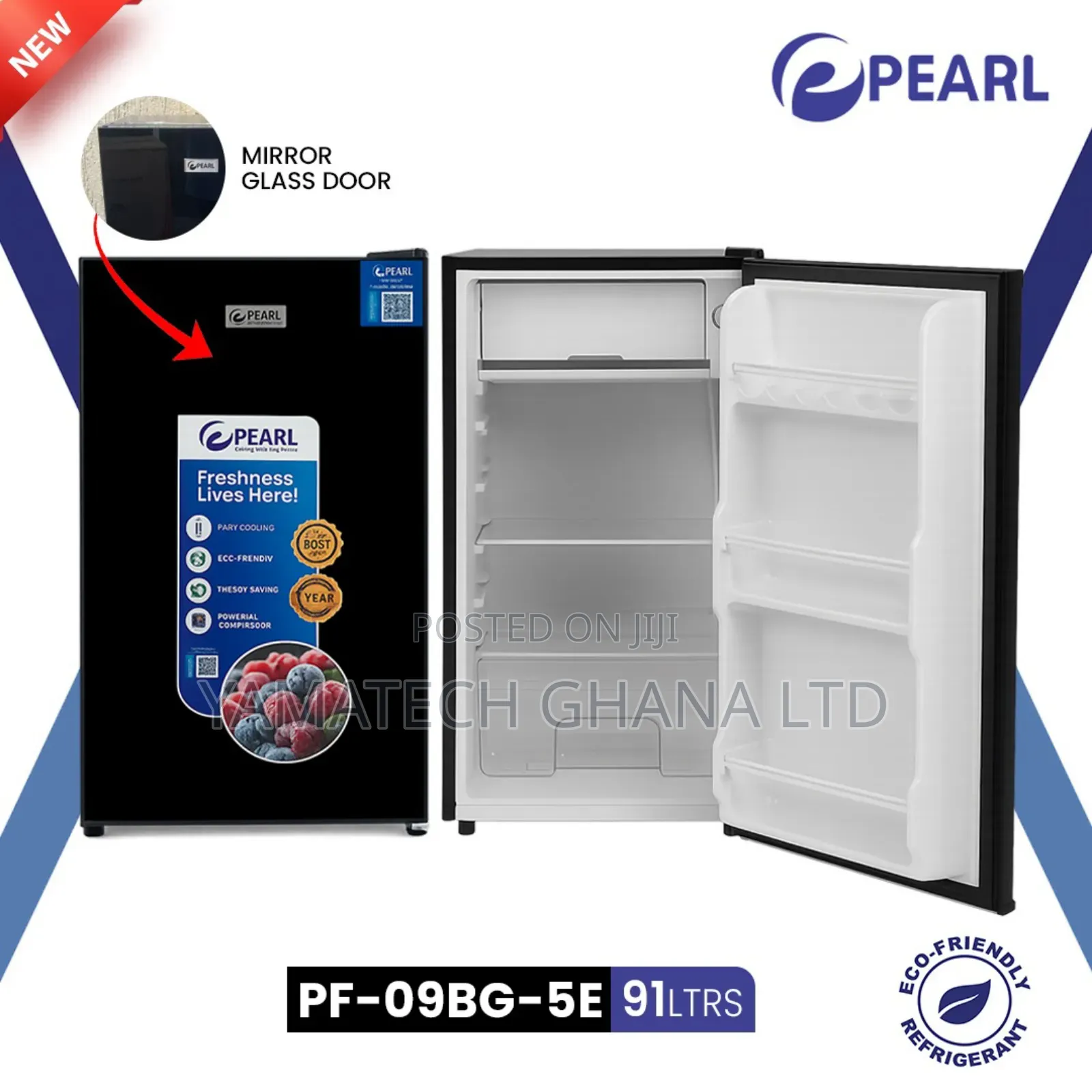Glass Mirror Pearl 90litre Table Top Refrigerator
