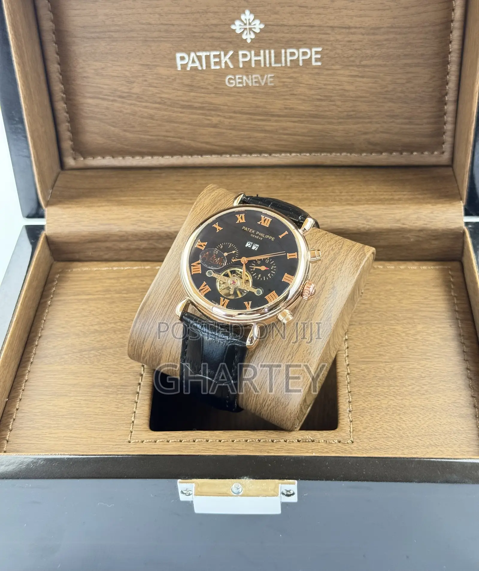 Patek Philippe Rose Gold Black Mechanical Watch for Men