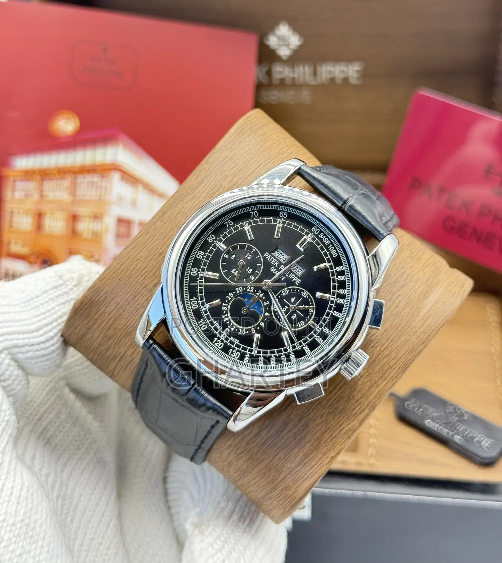 Patek Philippe Geneve Chronograph Moonphase Mechanical Watch for Men