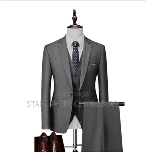 Elegant Black and Gray Suit for Office, Graduation Etc