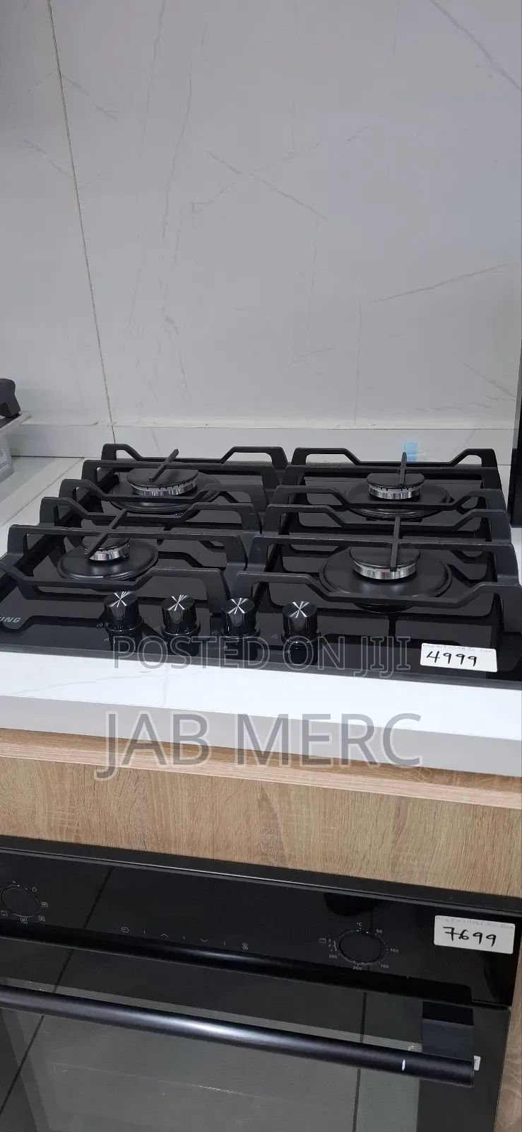 Samsung 60cm Gas Hob Cooktop With 4 Burners and Powerful Heat, Black