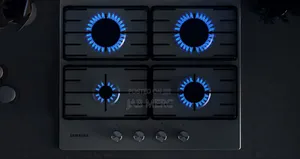 Samsung 60cm Gas Hob Cooktop With 4 Burners and Powerful Heat, Black