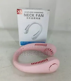Pink X5 Portable Handheld Mini Neck Fan With Strong Battery
