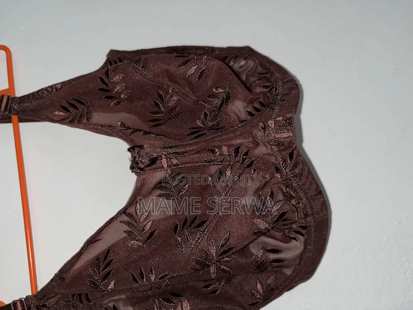 Unlined Brown Floral Lace Underwire Bra