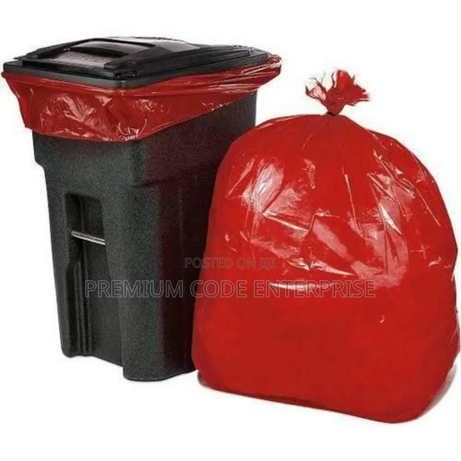 120l Red Plastic Trash Bags – 23.5x55 Waste Disposal Bags-180 Pieces