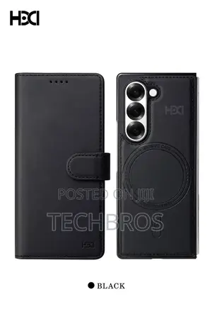 Galaxy Fold 6 Leather Case With Protector And Wireless Charging