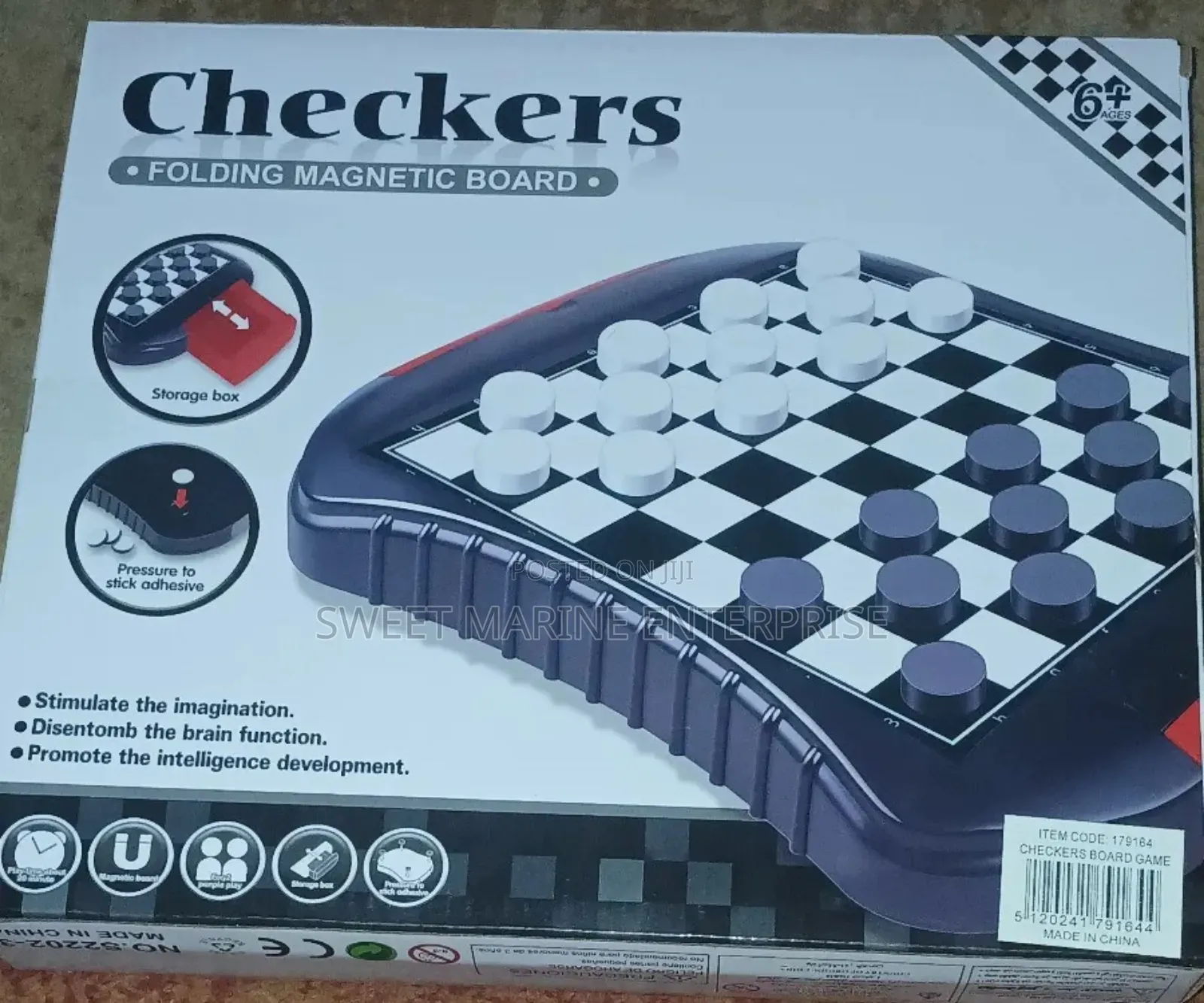 Checkers Folding Magnetic Board [Draught or Dame]
