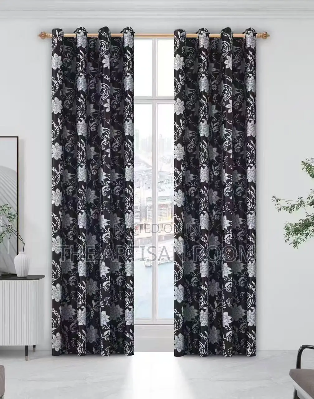 Noir Bloom Elegance Drapes