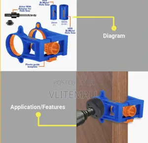 4pcs Door Lock Installation Hole Saw Set With Plastic Guide Wkj2404