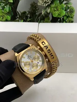 Leather Watch With Bracelet Set