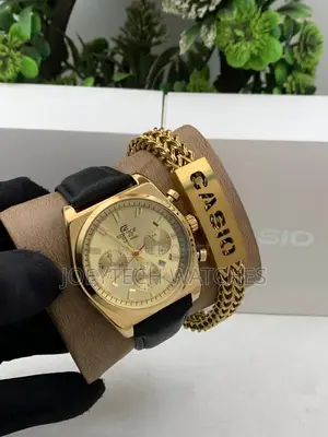 Leather Watch With Bracelet Set