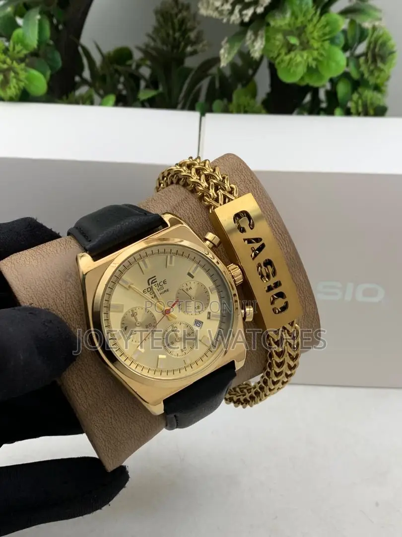 Leather Watch With Bracelet Set