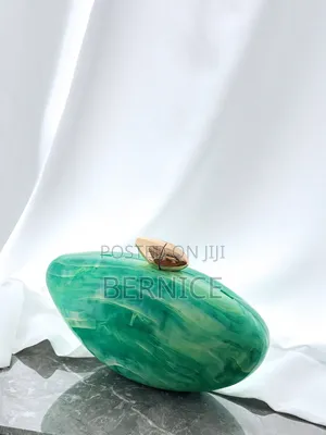 Elegant Blue Oval Clutch Bag – Stylish Unique Acryclic Design