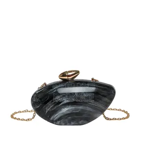 Elegant Blue Oval Clutch Bag – Stylish Unique Acryclic Design