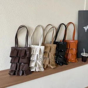 Elegant Black Ruffle Tote Bag – Chic Trendy Style