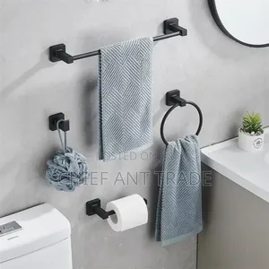 Set of Bathroom Accessories. Black