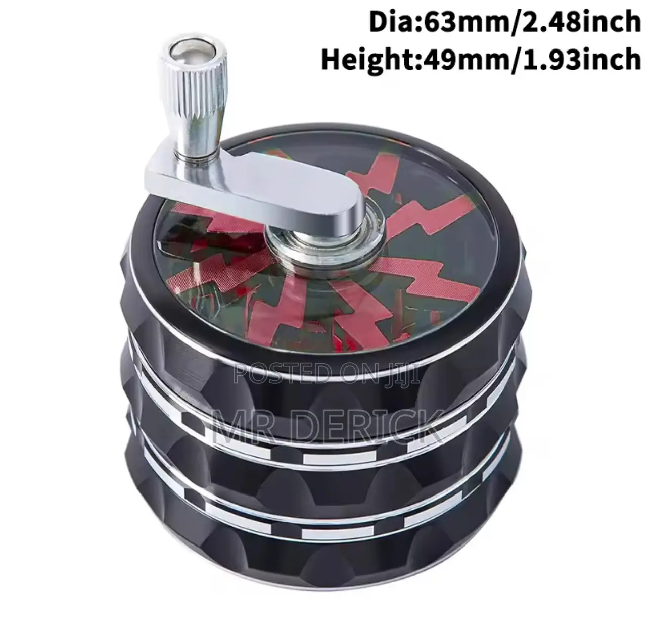 Hand Crank 63mm 4 Layers Premium Zinc Alloy Herb Grinders for Smoking