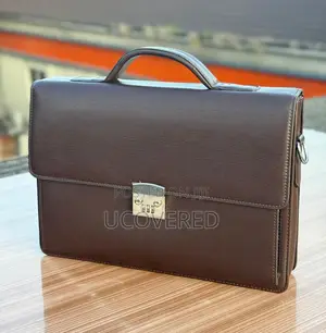Men’S Leather Briefcase Locking Laptop Messenger Bag