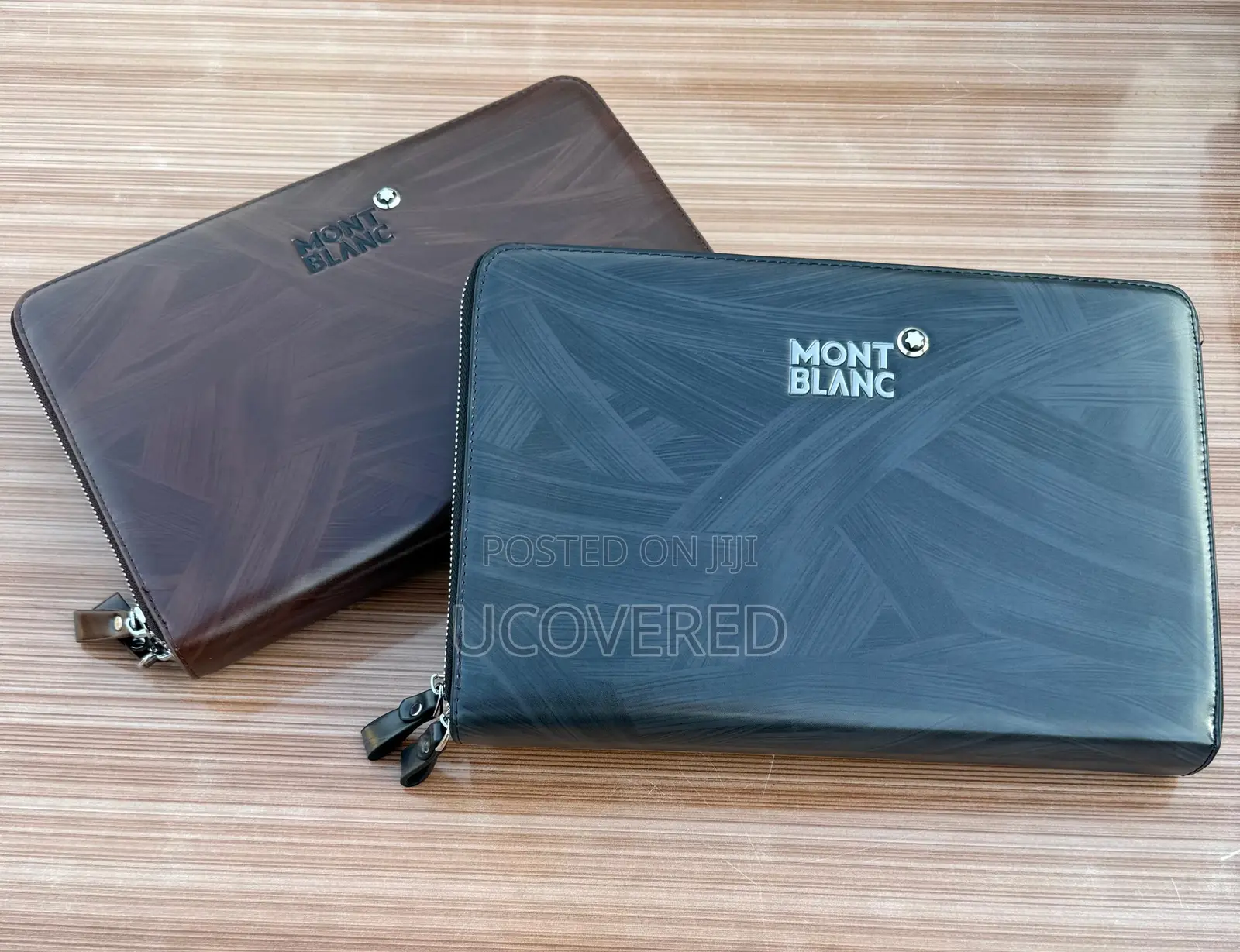 Montblanc Men’S Large Double Zip Leather Clutch Bag