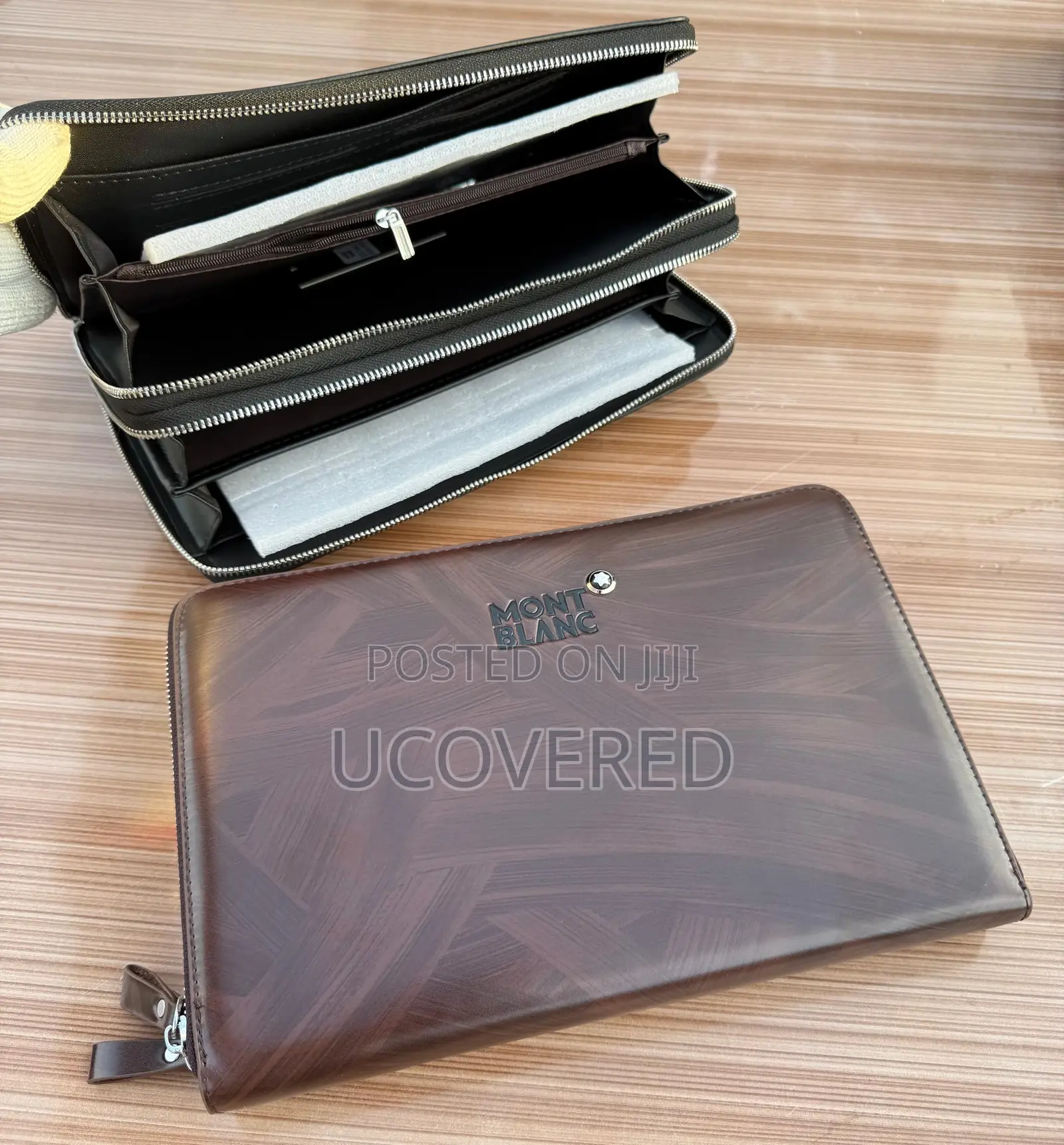 Montblanc Men’S Large Double Zip Leather Clutch Bag
