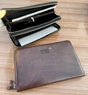 Montblanc Men’S Large Double Zip Leather Clutch Bag