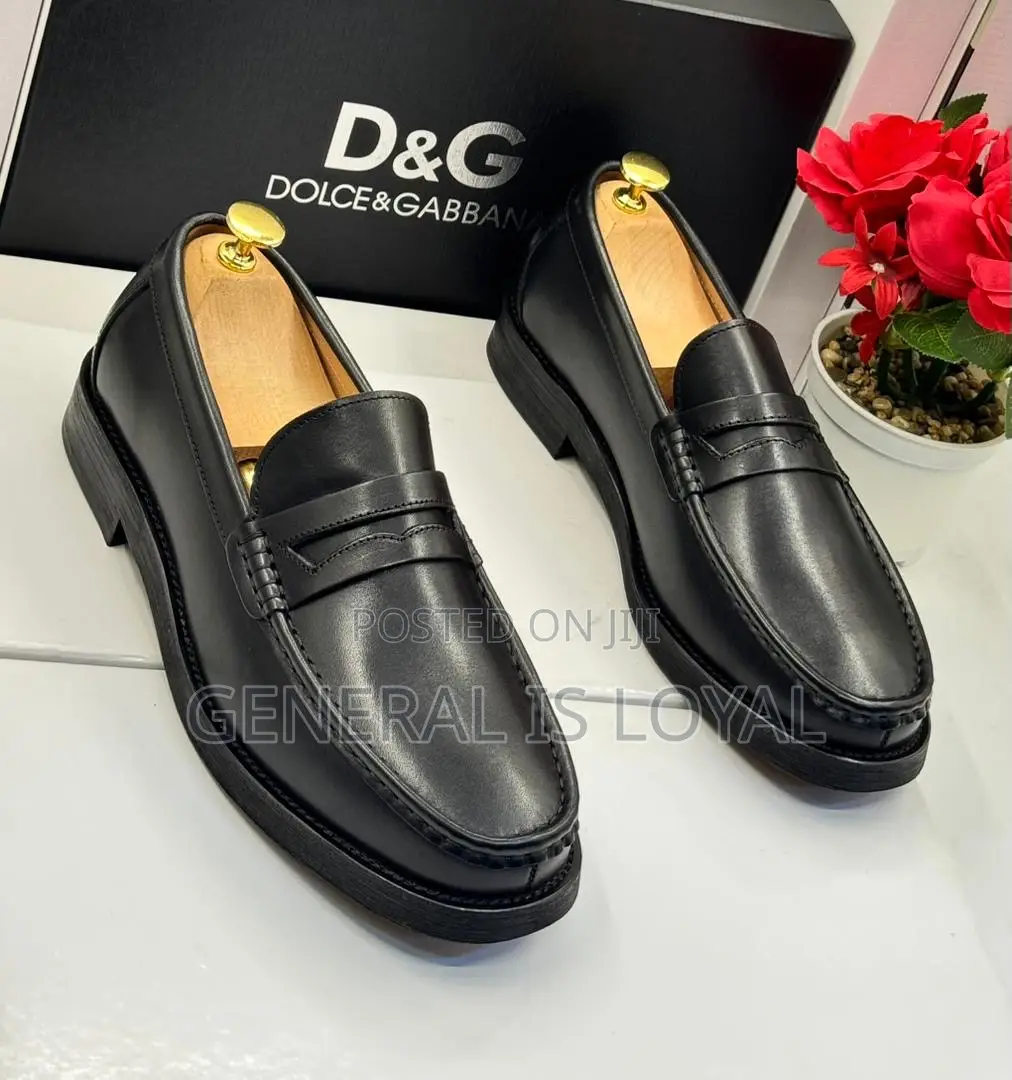 D&G Men’S Black  Leather Loafers Shoe