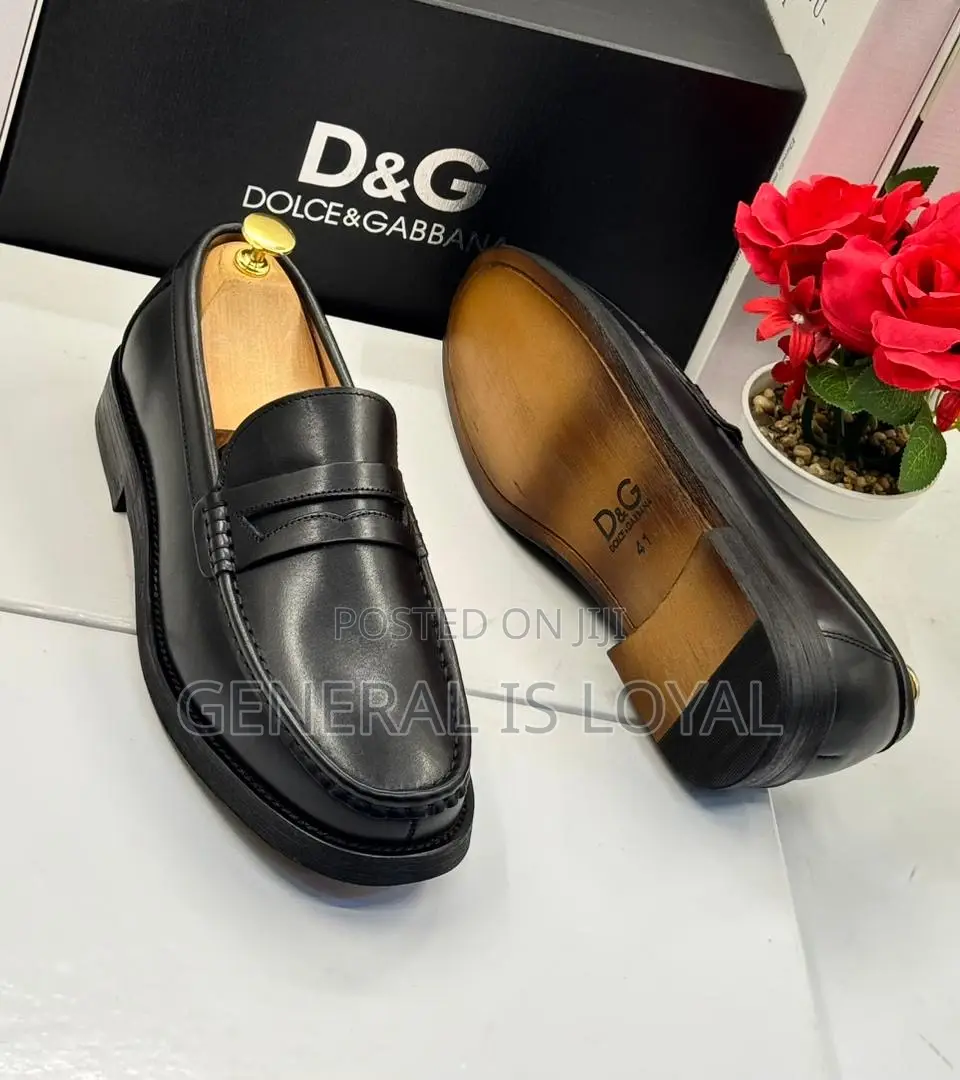 D&G Men’S Black  Leather Loafers Shoe