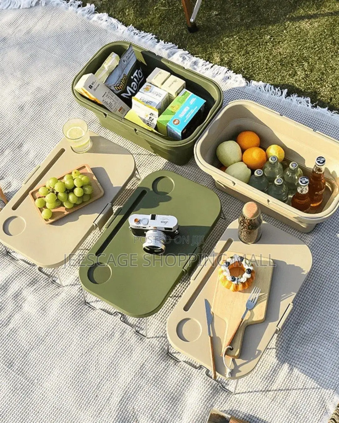 Folding Collapsible Picnic Basket With Lid And Table