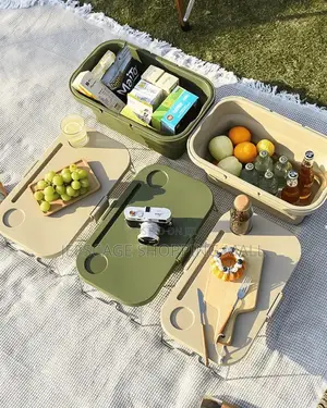 Folding Collapsible Picnic Basket With Lid And Table
