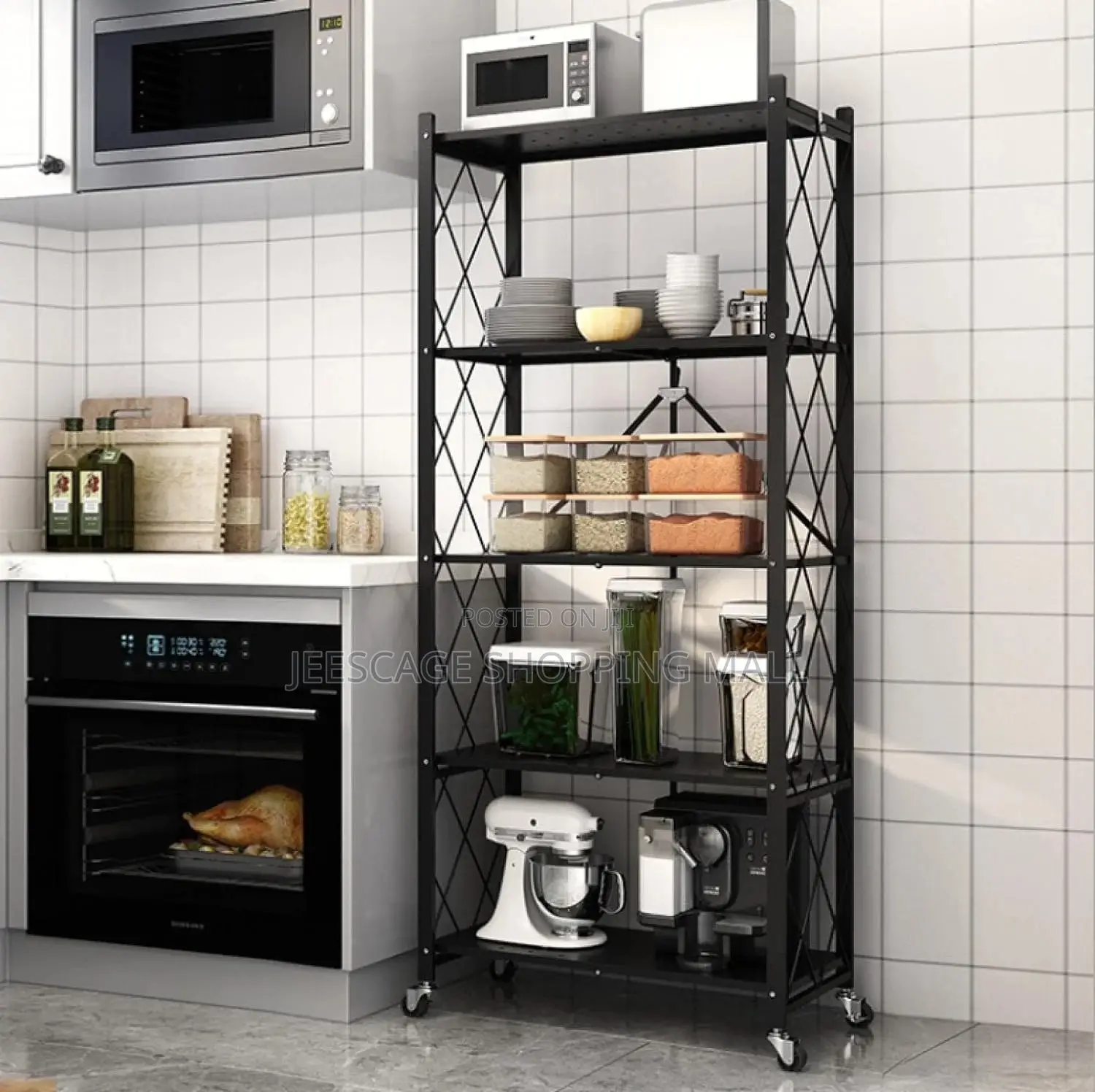 5-Tier Foldable Metal Storage Shelving Unit.