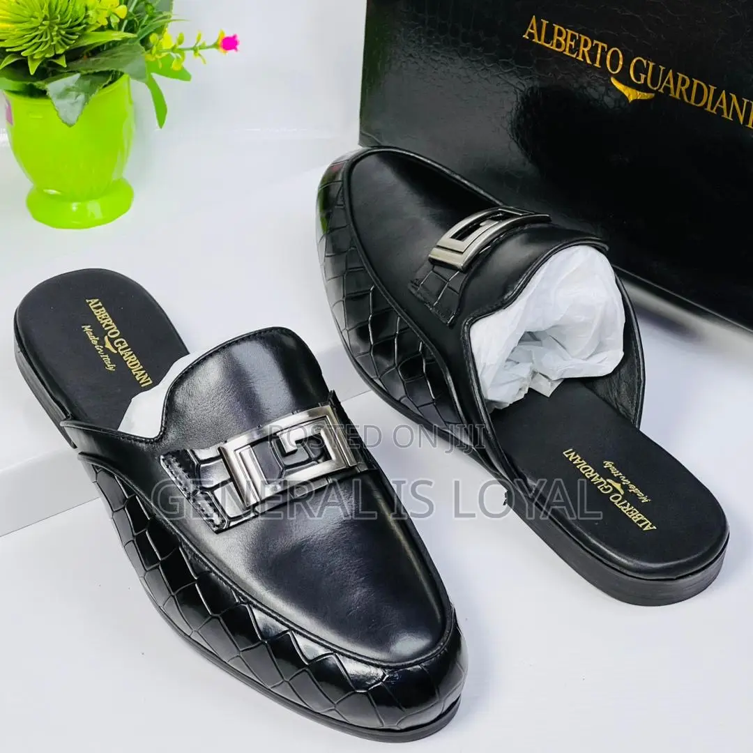Alberto Gilardino Black Leather Men’S Halfshoe