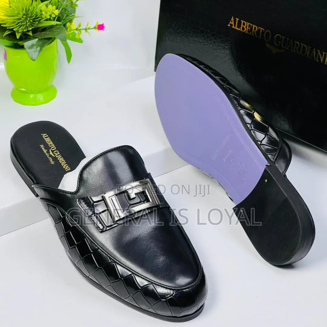 Alberto Gilardino Black Leather Men’S Halfshoe