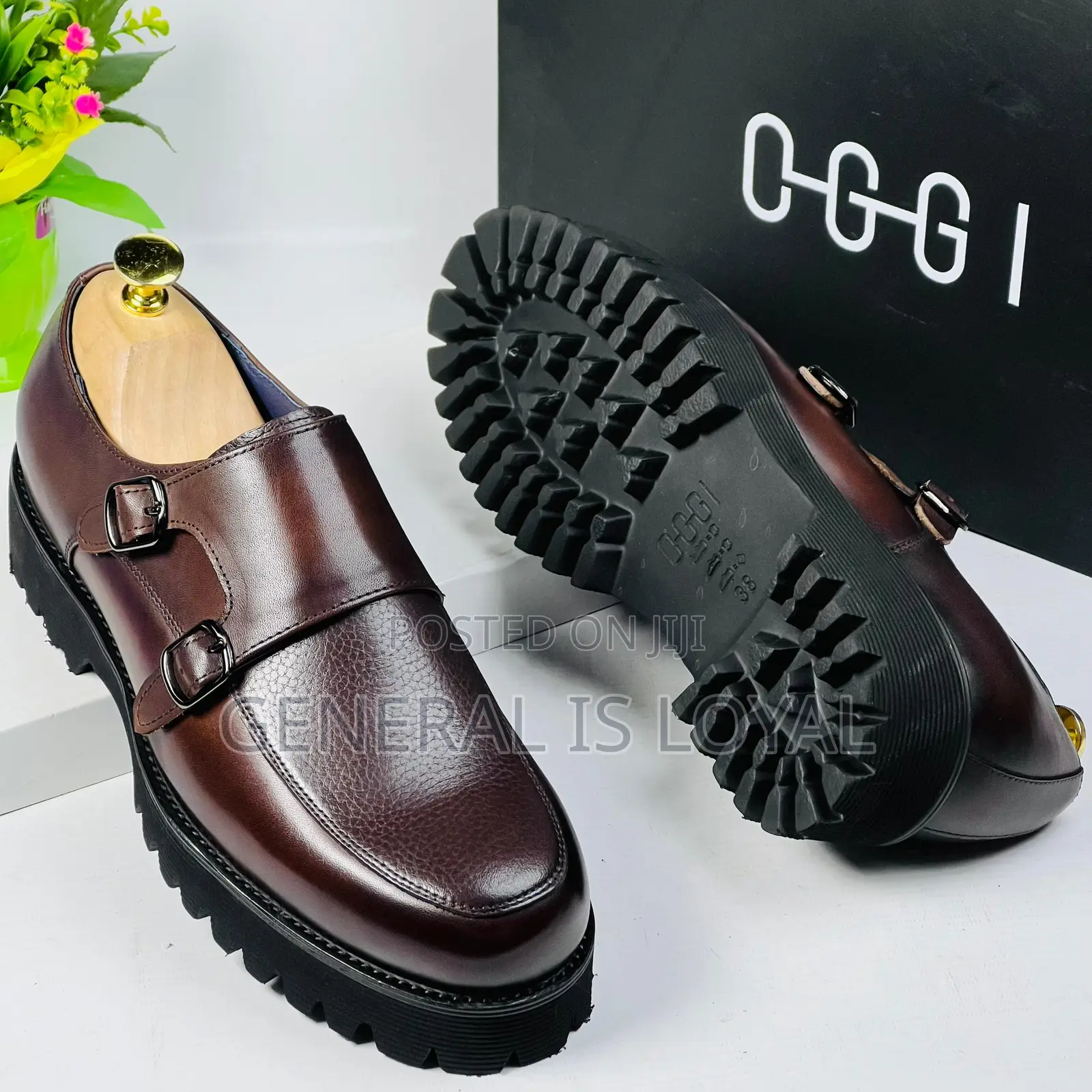Oggi Men Coffee Monks Trap High Sole Shoe