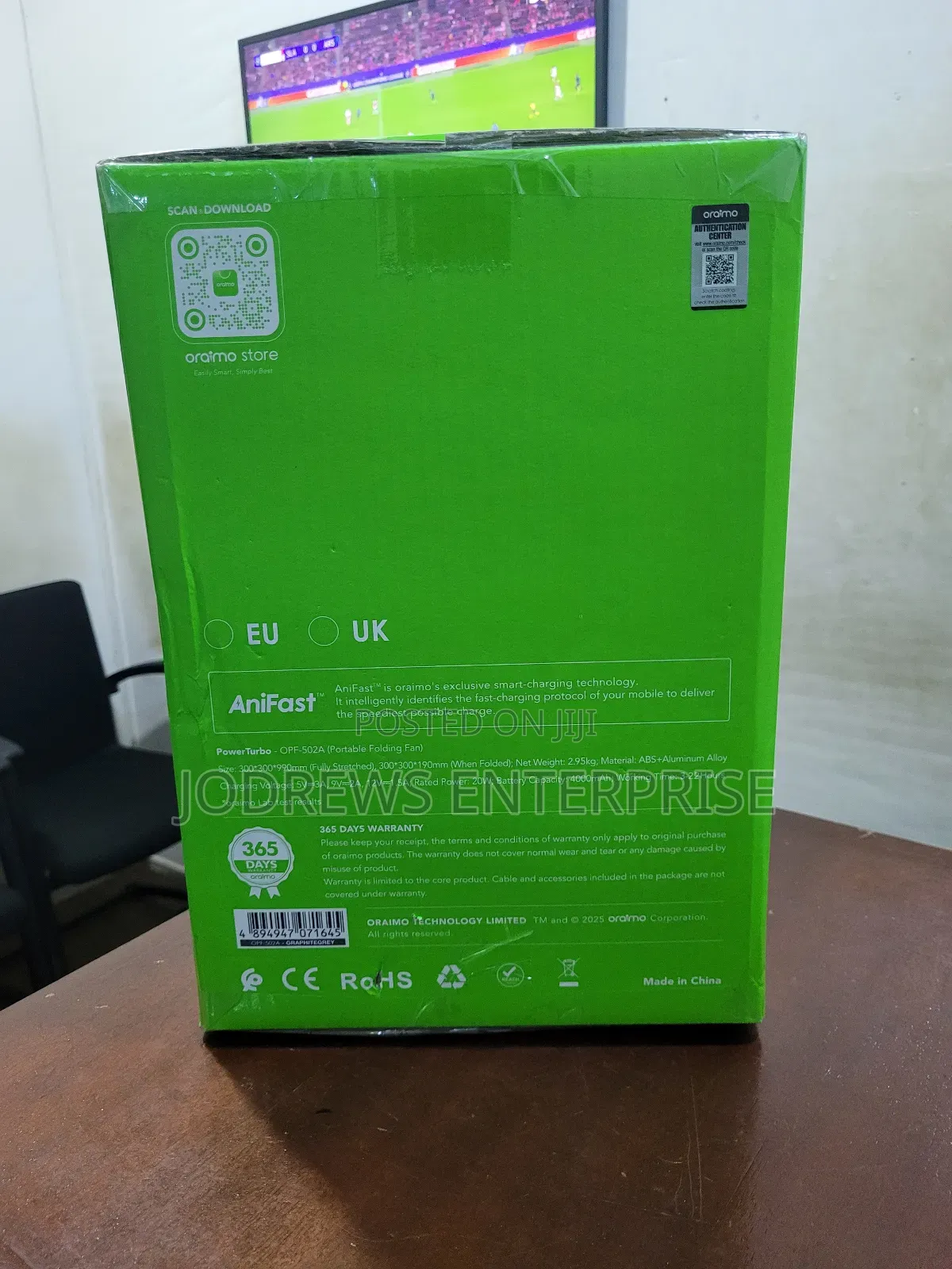 Oraimo Power Turbo 4000mah Portable Folding Fan